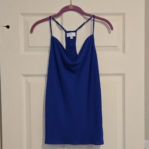 Womens Blue Cowel Neck Top